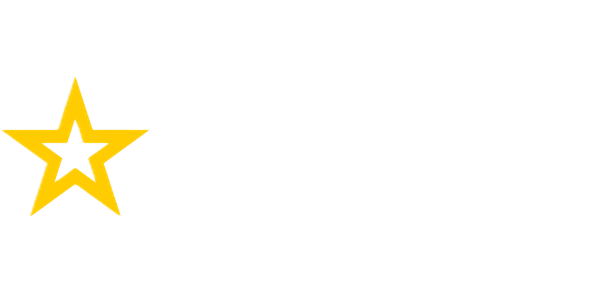 A yellow star with a white center on a white background.